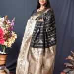 Black Colour Zumkhi  Pure Silk Banarasi With Gold Jari Saree