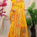 Yellow Colour Mor Bangdi Pure Silk  With Gold Jari Saree
