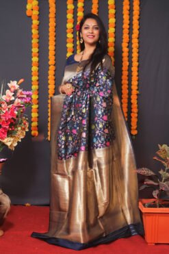 Blue Color Fituri Pure Silk  With Gold Jari Saree