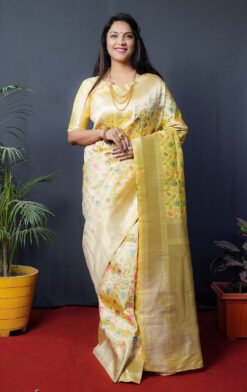 Yellow Color Fituri Pure Silk  With Gold Jari Saree