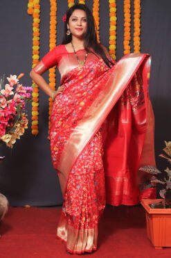 Red Color Fituri Pure Silk  With Gold Jari Saree