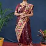 Maroon Color Maharani Pure Silk  With Gold Jari Saree