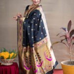 Black Color Maharani Soft Silk  With Gold Jari Saree