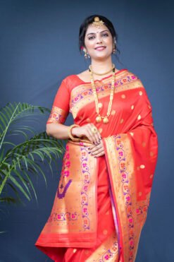 Red Color Maharani Soft Silk  With Gold Jari Saree
