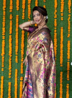 Maroon Color Pareeniti Pure Silk  With Gold Jari Saree