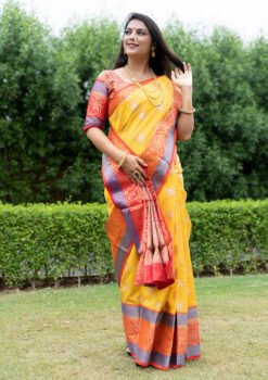 Yellow Colour Royal Kanan Soft Silk  Rich Contrast Zari Saree