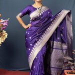 Royal Blue Colour Zumkhi  Soft Silk With Gold Jari Saree